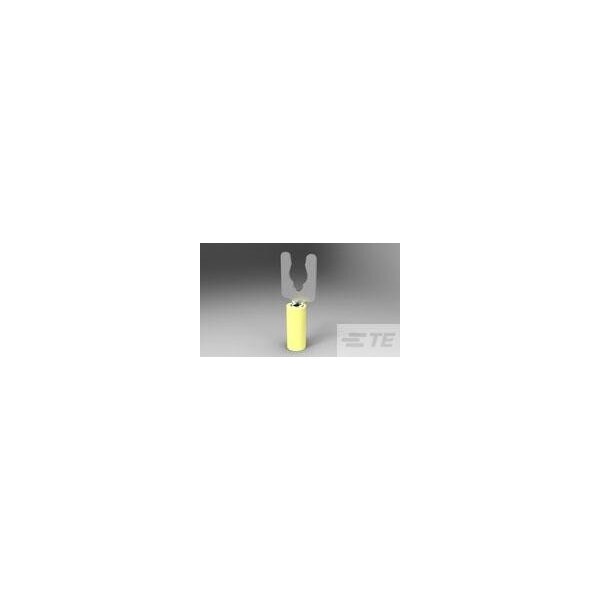 Te Connectivity Fork Terminal, #6 Stud Size, 10 AWG, 300 V, Nylon Insulated, Yellow 8-52941-2 - main